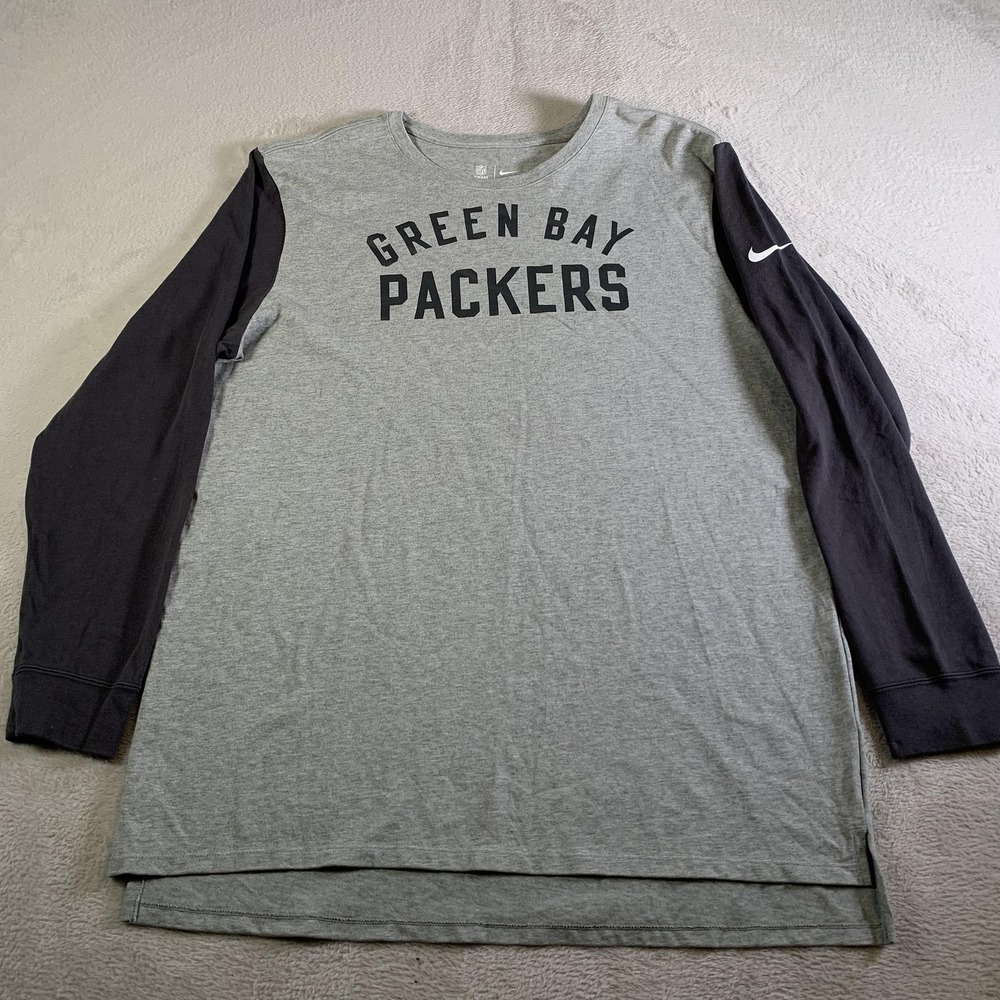 Green Bay Packers Shirt Mens XL Gray NFL Football Nike Long Sleeve‎ Crewneck